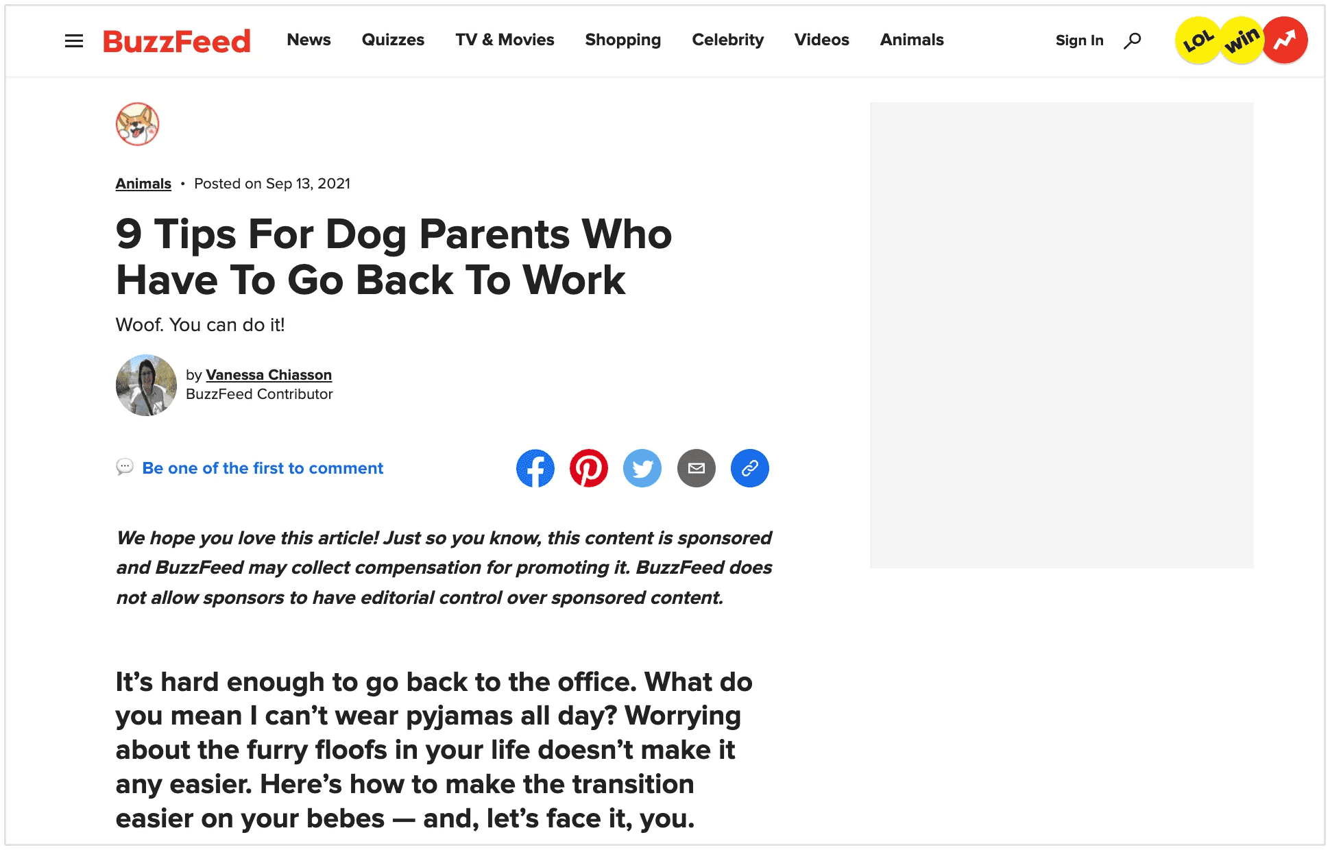 Buzzfeed ネイティブ広告の例